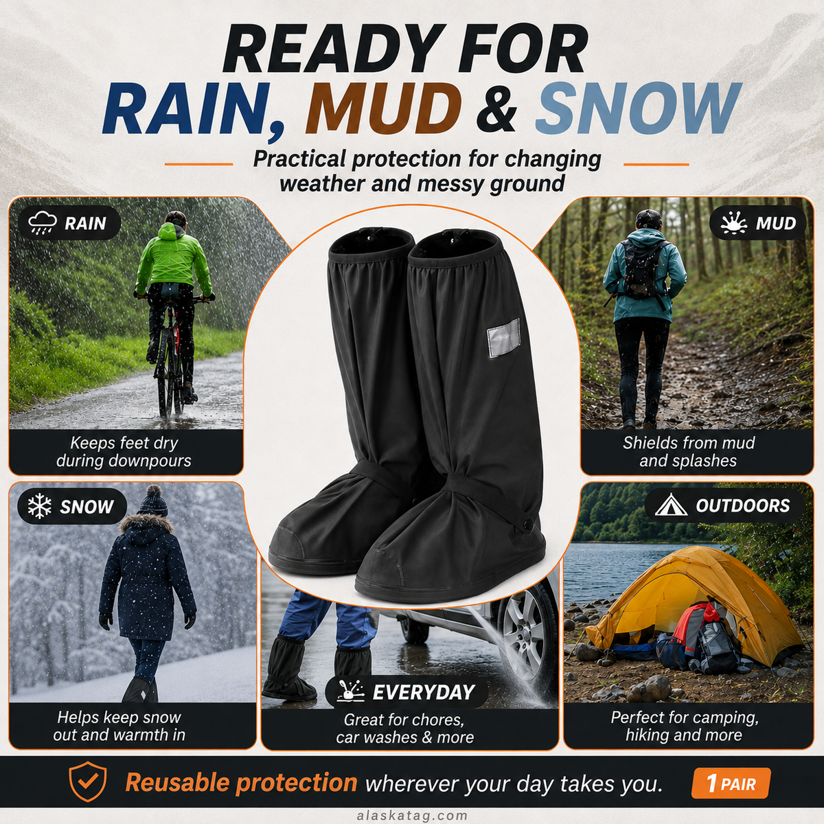 🌧️ Reusable Waterproof Boot Covers for Rain, Mud & Snow