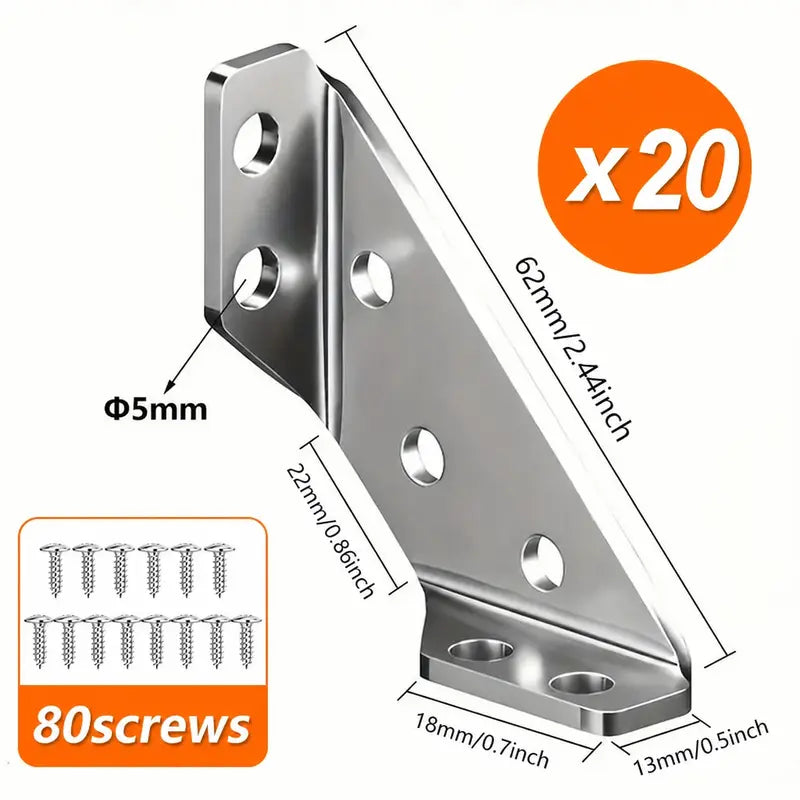 Stainless Steel Corner Brace, 90°Right AngleSupport Bracket