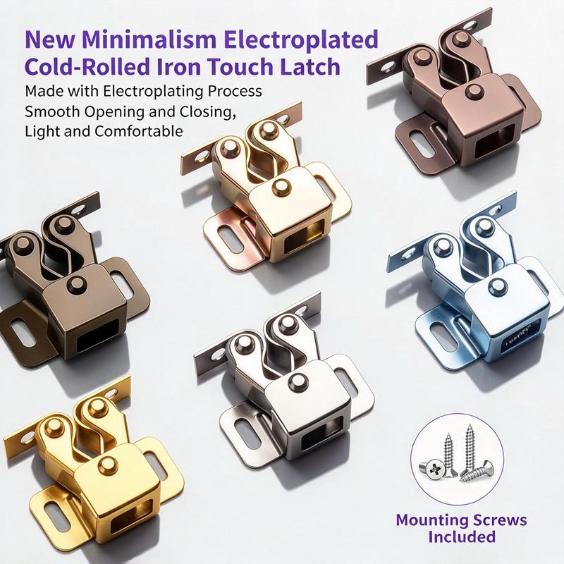 Cabinet Door Catch Latch, Roller Ball Door Closer for Cupboard Wardrobe, Strong Spring Loaded Door Snap Catch with Mounting Screws