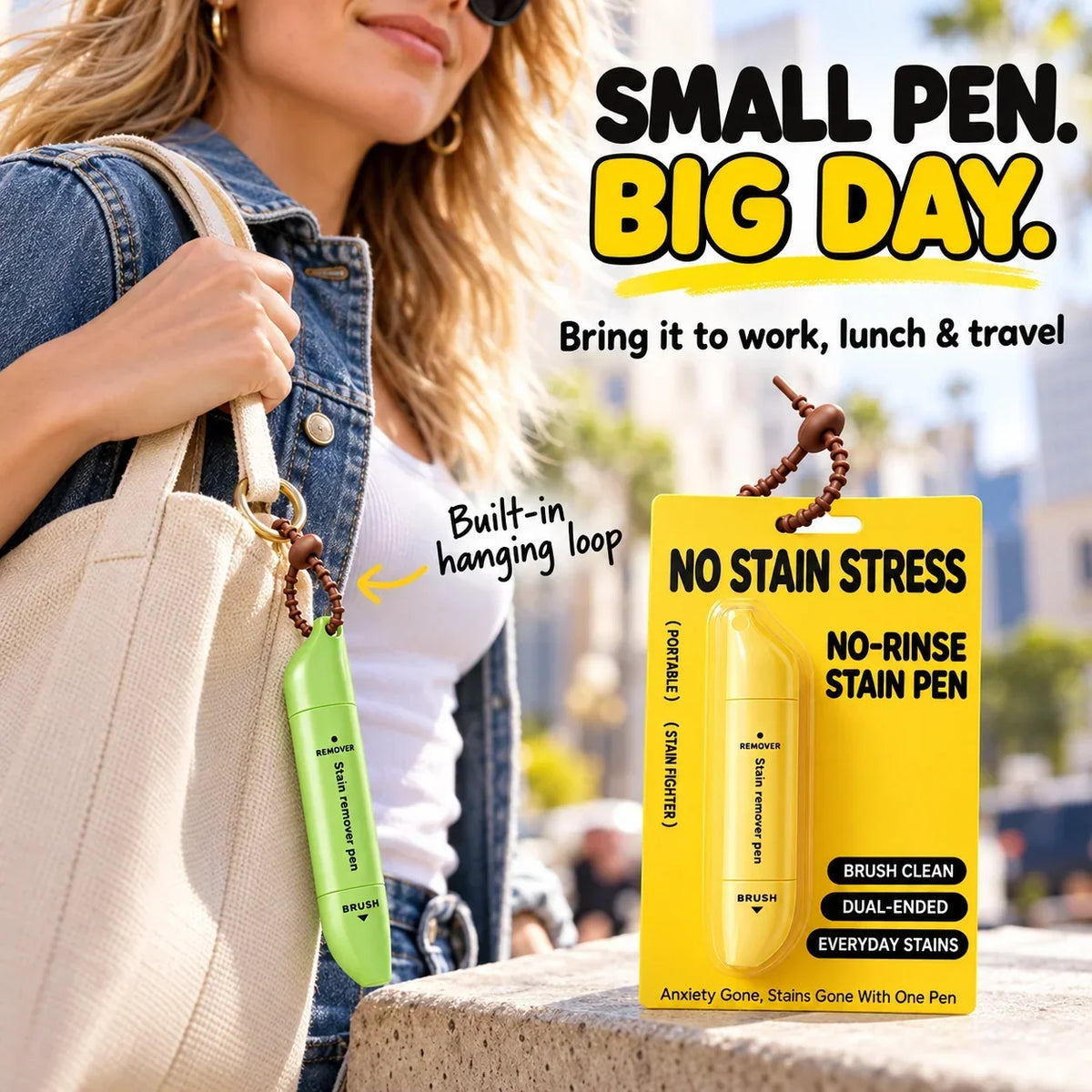 Portable Dual-Head Stain Remover Pen✨ Instant No-Rinse Emergency Spot Cleaner for Clothes, Oil & Coffee Stains⏳