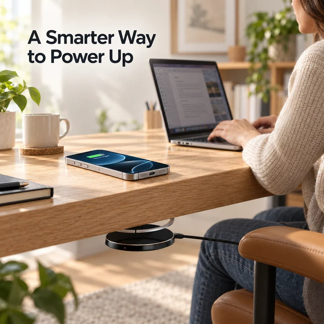 Hidden Under-Desk Wireless Charger ⚡ 0–30mm Charging Pad