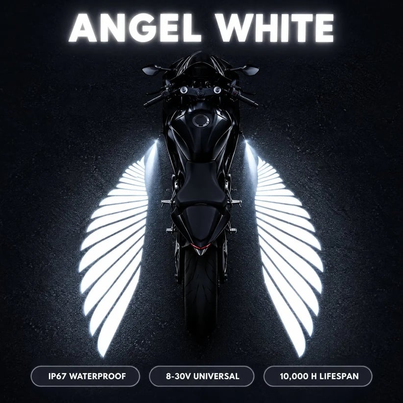 🏍️ Angel Wing Motorcycle LED Projector Lights (1 Pair)✨