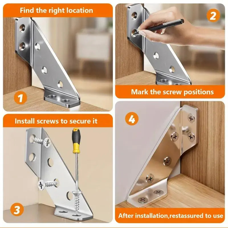 Stainless Steel Corner Brace, 90°Right AngleSupport Bracket