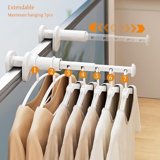 No Drill Retractable Clothes Drying Rack, Portable Foldable Hanging Laundry Rod for Window, Balcony & Indoor Use