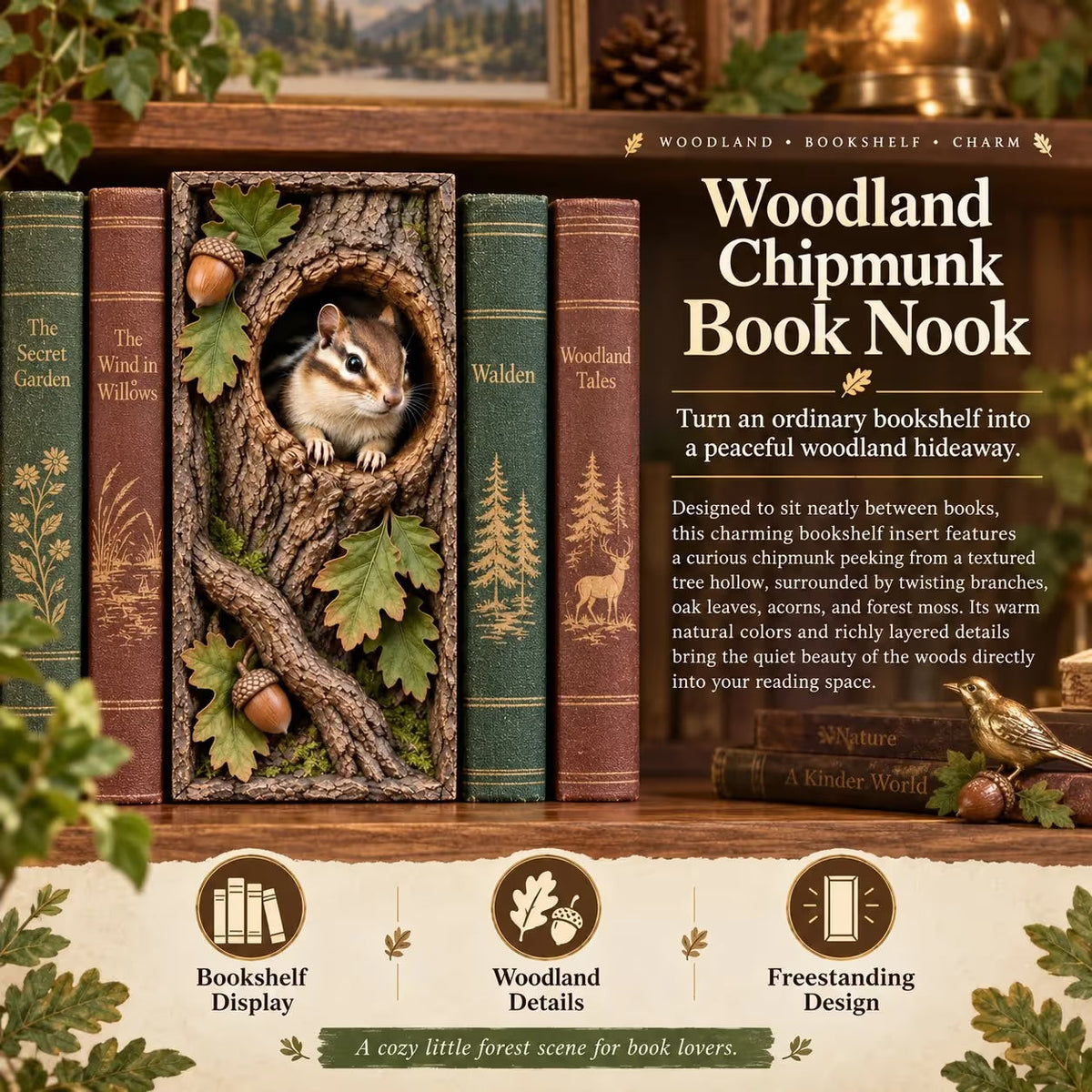 🔥 📚Woodland Chipmunk Book Nook