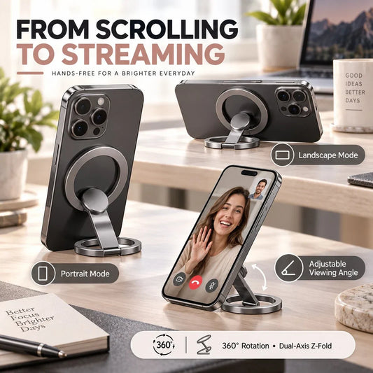🧲 Snap. Spin. Stand. — 360° Dual-Magnetic MagSafe Phone Ring & Fidget Stand