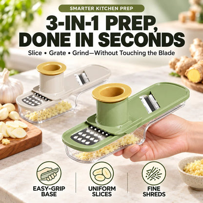 ✨3-in-1 Ginger & Garlic Slicer, Grater & Grinder – Fast, Safe Meal Prep🧄