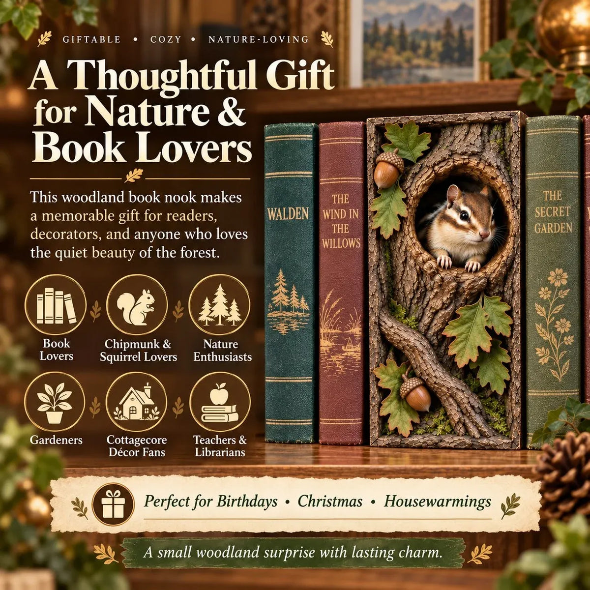 🔥 📚Woodland Chipmunk Book Nook