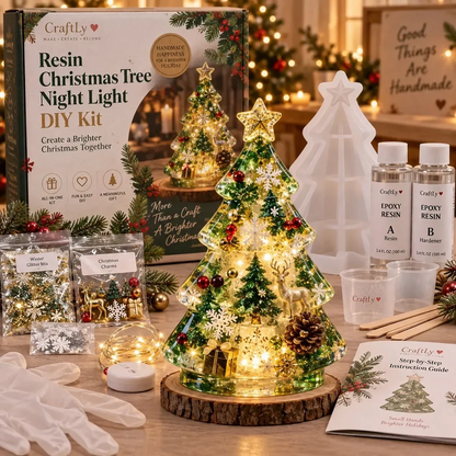 🎄✨ DIY Christmas Glow Tree – Beginner-Friendly Resin Craft Kit with Lights & Festive Decorations