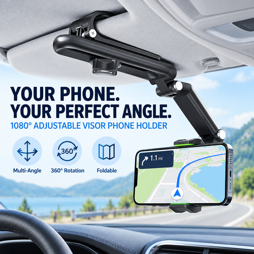 📱1080° Adjustable Car Sun Visor Phone Holder