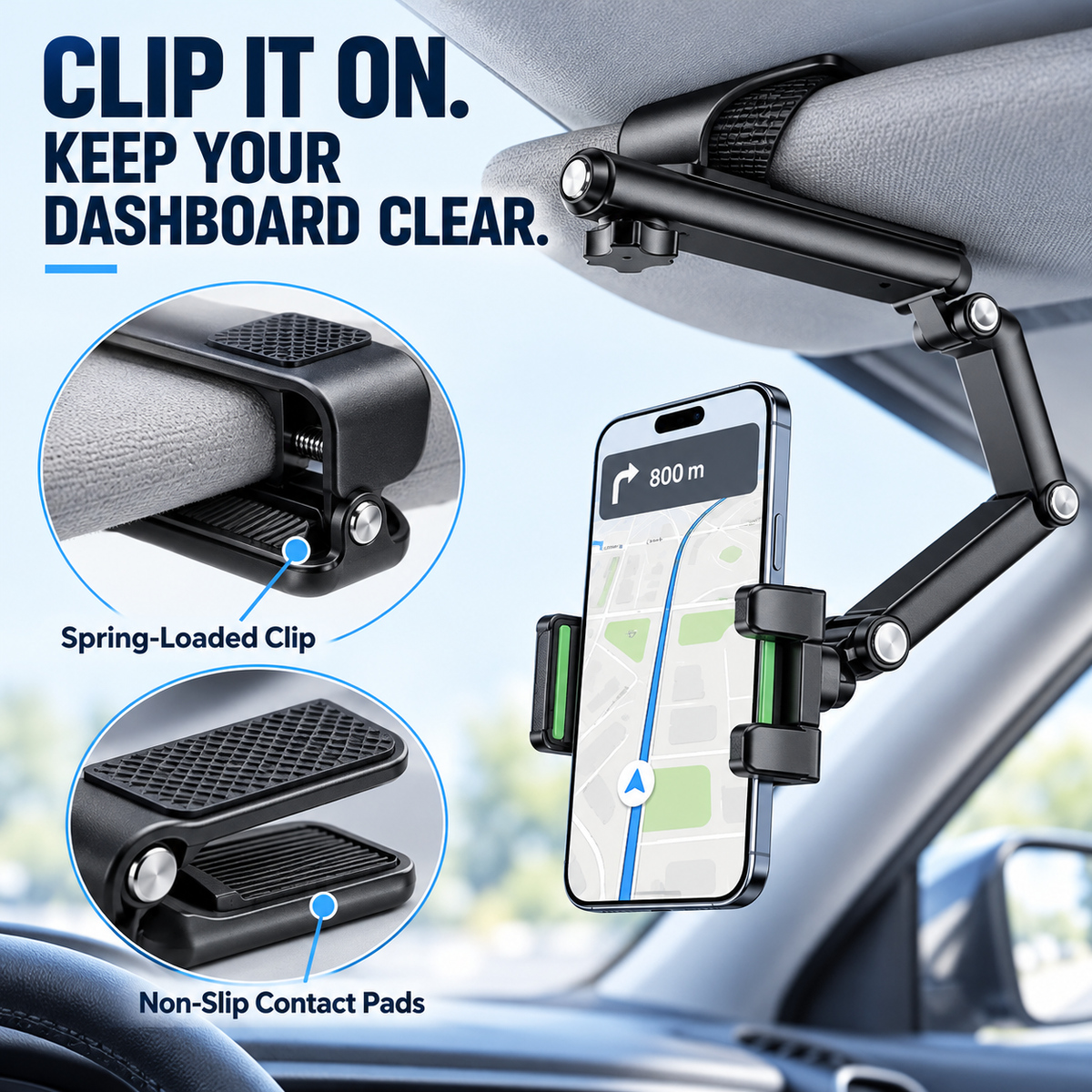 📱1080° Adjustable Car Sun Visor Phone Holder